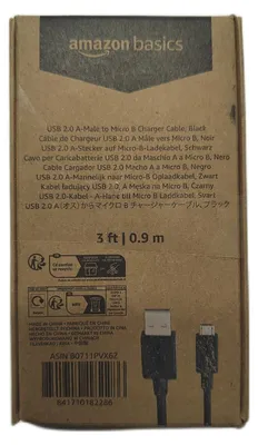 Produktbild von AmazonBasics 7A82V4, 0,9 m, USB A, Micro-USB B, USB 2.0, 0,48 Gbit/s, Schwarz