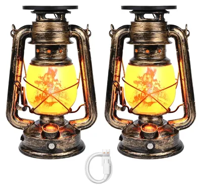 Solar-Laternen, 2 Stück, Vintage, Flammeneffekt, IP65, wasserdicht