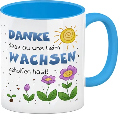 Produktbild von Danke Kaffeebecher Hellblau für Erzieherinnen und Kindergärtnerinnen