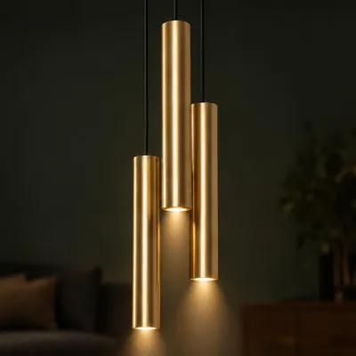 Produktbild von Pendelleuchte Messing3-flammig GU10 verstellbar Hängelampe Wohnzimmer Esszimmer Küche