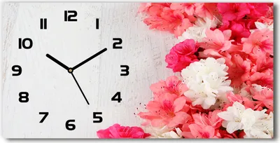 Produktbild von Wanduhr aus Glas – 60x30 cm - Glasbild - Glasuhr - Gehärtetes Glas - schwarze-zeiger - Blumen
