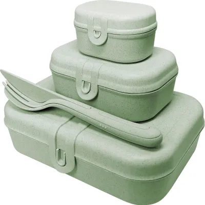 Produktbild von koziol PASCAL READY, Brotdosenset, Grün, Thermoplast, Einfarbig, Rechteckig, 166 mm