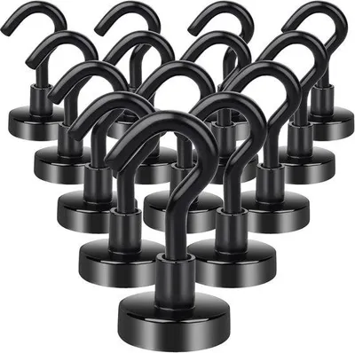 Productafbeelding van Sterke magneethaken, set van 14 stuks, zwart, draagvermogen 10 kg