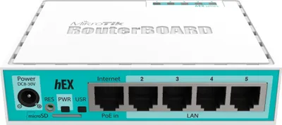 Zdjęcie produktu dla Mikrotik RB750GR3, Ethernet WAN, Gigabit Ethernet, Turkusowy, Biały