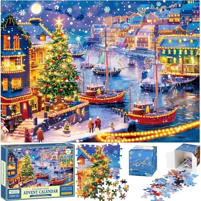 Productafbeelding van Puzzle 2025 Adventskalender, 1008 stukjes, 70x50 cm, Kerst