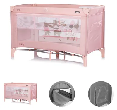 Produktbild von Chipolino Reisebett Ariel, 2 Ebenen, Tragetasche, Seiteneingang, Seitentasche weiß rosa