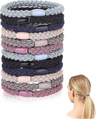 Produktbild von 12 Stück Geflochtene Haargummis Damen Mädchen Festliche Hochzeit Ball Party Karneval Tango Pony Frisur Haarschmuck Blau Rot Schwarz Grün Silber Gold