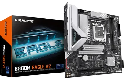Immagine prodotto di GIGABYTE B860M EAGLE V2 Scheda madre - CPU Intel Core Ultra Series, VRM a 6+1+2 fasi, fino a 9066 MHz DDR5, 1x M.2 PCIe 5.0 + 1x M.2 PCIe 4.0, LAN 2.5 GbE, USB 3.2 Gen 1