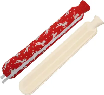 Produktbild von Liter Wärmflasche aus Gummi mit weichem Chenille-Bezug, langer Wärmbeutel