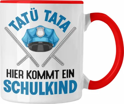 Produktbild von Trendation - Einschulung Junge Tatü Tata Schulkind Geschenk für Schultüte Füllung Tasse Schulstart 1. Schultag Schuleinführung Schulanfang Geschenkidee 2022 (Rot)