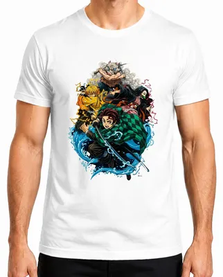 Obrázok produktu pre Zabíjačka démonov Kimetsu no Yaiba Tanjiro Nezuko Zenitsu Pánske tričko, biele, XL