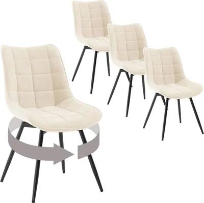 Produktbild von WOLTU Esszimmerstühle drehbar, mit Rückenlehne, Sitzfläche aus Samt, Metallbeine : Beige 4 Farbe: Beige Stückzahl: 4