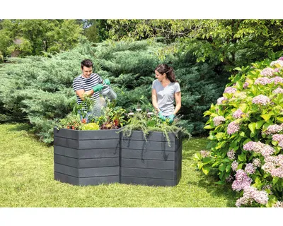 Produktbild von Hochbeet klassisch GARANTIA ERGO Vario 3 inkl. Flora-Wassersparsystem 110 x 175 x 75 cm stone