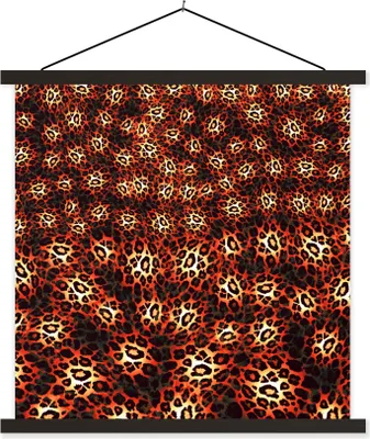 Produktbild von MuchoWow® Textilposter Leopard - Muster - Orange 90x90 cm mit schwarzem Rahmen - Magnetisches