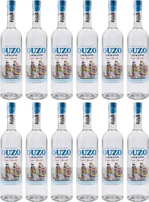 Produktbild von Ouzo Loukatos 12x 0,7l 38% Vol. | Milder Ouzo aus Patras | + 20ml Jassas Olivenöl