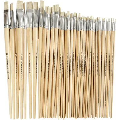 Produktbild von Creativ Company Pinselset Nature Line langer Stiel 64 Stück Malen