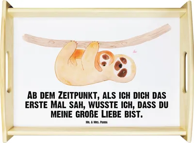 Produktbild von Mr. & Mrs. Panda Serviertablett Faultier Kind - Weiß - Geschenk, Servier Tablett, Baby, Liebe, sofatablett, teetablett, Geburt, Dekotablett