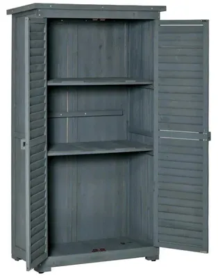 Immagine prodotto di Armadietto da giardino in legno con 3 ripiani | Colore: Grigio | Dimensioni: 87x46,5x160 cm