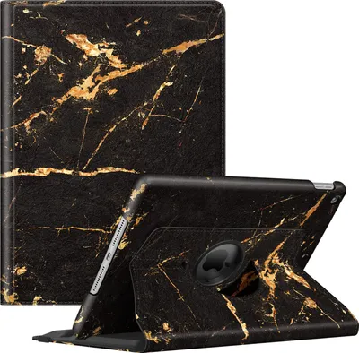 Produktbild von Fintie Hülle für iPad 10.2 Zoll 9.Generation / 8. Gen / 7. Gen (Modell 2021/2020/2019) mit Pencil Halter - 360 Grad Rotierend Stand Schutzhülle Cover mit Auto Schlaf/Wach Funktion, Obsidian Marmor