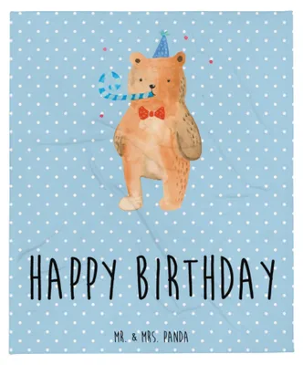 Produktbild von Mr. & Mrs. Panda Wohndecke Bär Geburtstag - Blau Pastell - Geschenk, Plüschdecke, Kuscheldecke, Glückwunsch, Kuschelige Decke, Alles Gute, Happy Birthday, Sofaüberwurf
