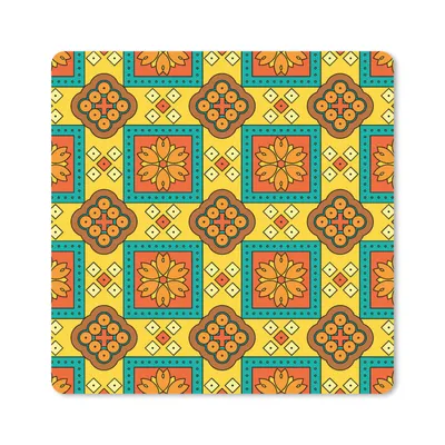 Produktbild von MuchoWow® Mauspad Mousepad Patchwork - Retro - Blumen - Design 20x20 cm - Mousepads - Maus Mat - Pad - Mausunterlage - Desk Mat - Bureauartikeln