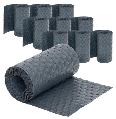 Produktbild von Jardinion 10x Sichtschutzstreifen 250x19cm Polyrattan, Anthrazit, für Doppelstabmatten, Doppelstabmattenzaun Sichtschutz Stabmattenzaun Zaunblende in Rattan Optik, Balkon Zaun Sichtschutzmatte Garten