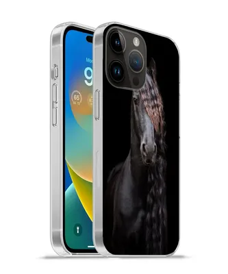 Produktbild von MuchoWow® Handyhülle Schutzhülle Hülle für Apple iPhone 14 Pro - Softcase Pferde - Friesisch - Mähne - Schwarz - Tiere Silikon Softcase Handy Hülle - Umschlag