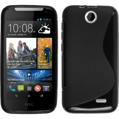 Produktbild von PhoneNatic Case kompatibel mit HTC Desire 310 - schwarz Silikon Hülle S-Style + 2 Schutzfolien