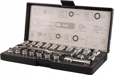 Produktbild von Satz Durchgangs-Steckschlüssel 1/4'', 3/8'' 21-Teilig - M B-65604