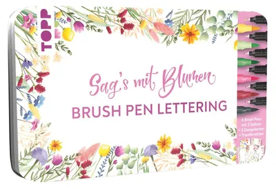 Produktbild von Handlettering Designdose Brush Pens Sag's mit Blumen