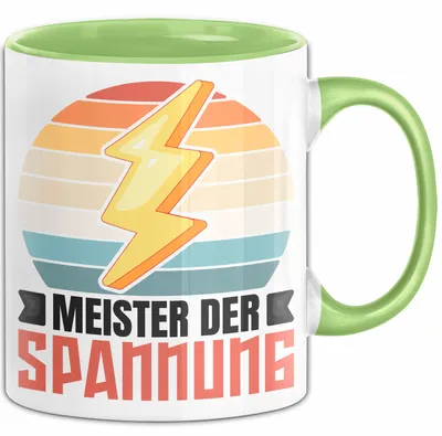 Produktbild von Elektriker Tasse Geschenk Meister Der Spannung Elektro-Meister Geschenkidee Becher (Grün)