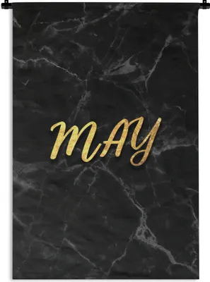 Produktbild von MuchoWow® Wandteppich Wandbehang Zitat - Kalender - Mai - Gold 90x135 cm Tapisserie Dekoration Wandtuch - Baumwolle - Wandskulptur