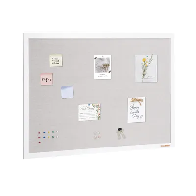 Immagine prodotto di VEVOR 48 "x36" bacheca in sughero bianco con superficie in lino - elegante bacheca a muro per casa, scuola, ufficio - bacheca elegante e funzionale