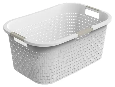 Produktbild von Rotho Wäschekorb 40L Country - Wäschesammler groß - Wäsche Korb 59 x 39 x 25,2 cm - Wäschebox aus Kunststoff - Aufbewahrungskorb Wäschebehälter