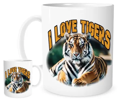 Keramikbecher 325 ml mit Tiger-Design, spülmaschinenfest