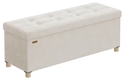 Zdjęcie produktu dla SONGMICS Ławka z miejscem do przechowywania, składany taboret, pojemność 112 litrów, wymiary 38 x 110 x 40 cm