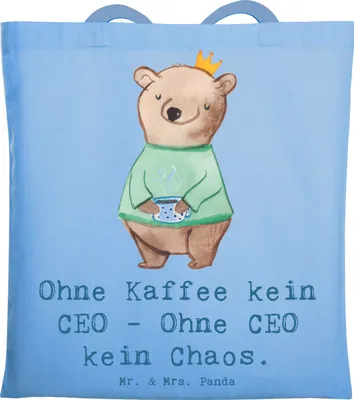 Produktbild von Mr. & Mrs. Panda Tote Bag CEO ohne Chaos - Sky Blue - Geschenk, Alltagstasche, Berufe, Berufsgestaltung, Laptoptasche, Uni Tasche, Shopping, Arbeitsalltag, Beruf