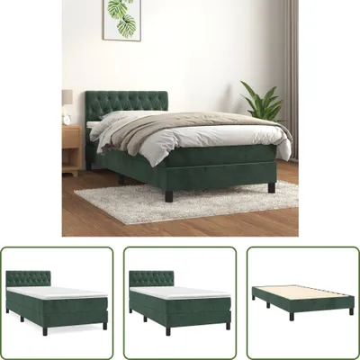 Produktbild von The Living Store Boxspringbett mit Matratze Dunkelgrün 90x190 cm Samt
