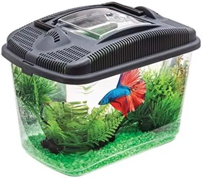 Produktbild von PolkaHome® Betta Fisch Aquarium Komplettset mit Beleuchtung und Heizung – 30 x 30 x 36 cm, Schwarz