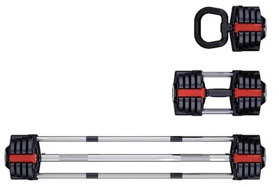 Produktbild von PH Fitness 3-in-1 Verstellbares Hantelset – kombiniert Kurzhanteln, Kettlebells und Langhanteln, rutschfest und kompakt, ideal für Krafttraining zu Hause