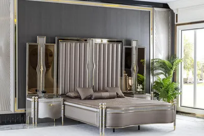 Produktbild von Bett Grau Schön Polster Design Luxus Doppel Schlafzimmer Betten Möbel