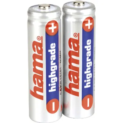 Produktbild von Hama 2x AA NiMH Batteries, Wiederaufladbarer Akku, Nickel-Metallhydrid (NiMH), 1,2 V, 2 Stück(e), 800 mAh, Silber