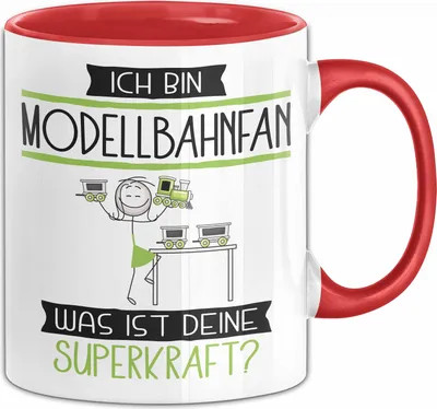 Produktbild von Modellbahnfan Geschenk Tasse Ich Bin Modellbahnfan Was Ist Deine Superkraft Geschenkidee Lustig Geburtstag Weihnachten (Rot)