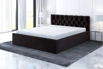 Produktbild von Polsterbett VOG 160 x 200 mit Matratze und Bettkasten. Farbe: Dunkelbraun