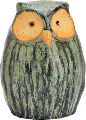 Image de Hibou décoratif en faïence verte