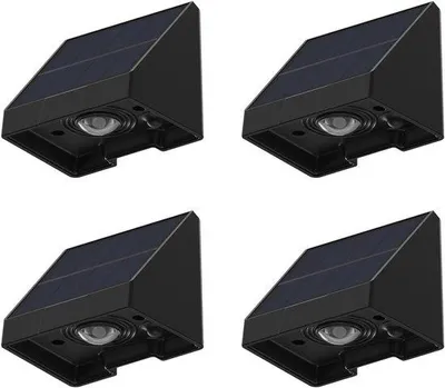Image de Système d'éclairage solaire pour clôture de sécurité (4 lampes) - étanche, pour l'extérieur