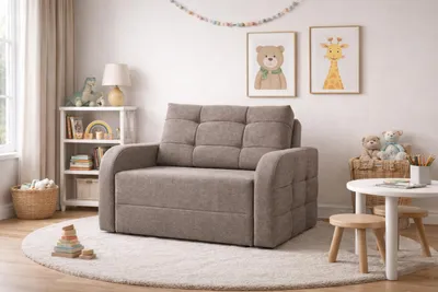 Produktbild von MOEBLO Kindersofa PORTO 120 – Schlafsessel Sofa Sessel Jugendsofa Schlafsofa 2-Sitzer Gästebett mit Schlaffunktion und Bettkasten - Cappuccino ( BRAGI 34)