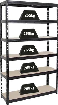 Produktbild von Schwerlastregal Giant Tiger | HxBxT 200x120x40 cm |  Fachlast 265kg | 6-Ebenen | Schwarz
