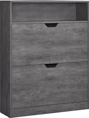 Produktbild von Schuhschrank mit 2 Klappen – Schuhaufbewahrung – 24 x 80 x 102 cm – Grau
