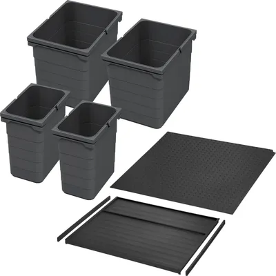 Produktbild von Ninka Abfalltrennsystem eins2vier Korpusbreite 600 mm dunkelgrau für Seitenstärke 16 mm (2x7 L & 2x15 L)